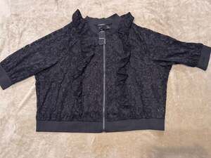 Torrid Black Lace Ruffle Crop Bomber Jacket